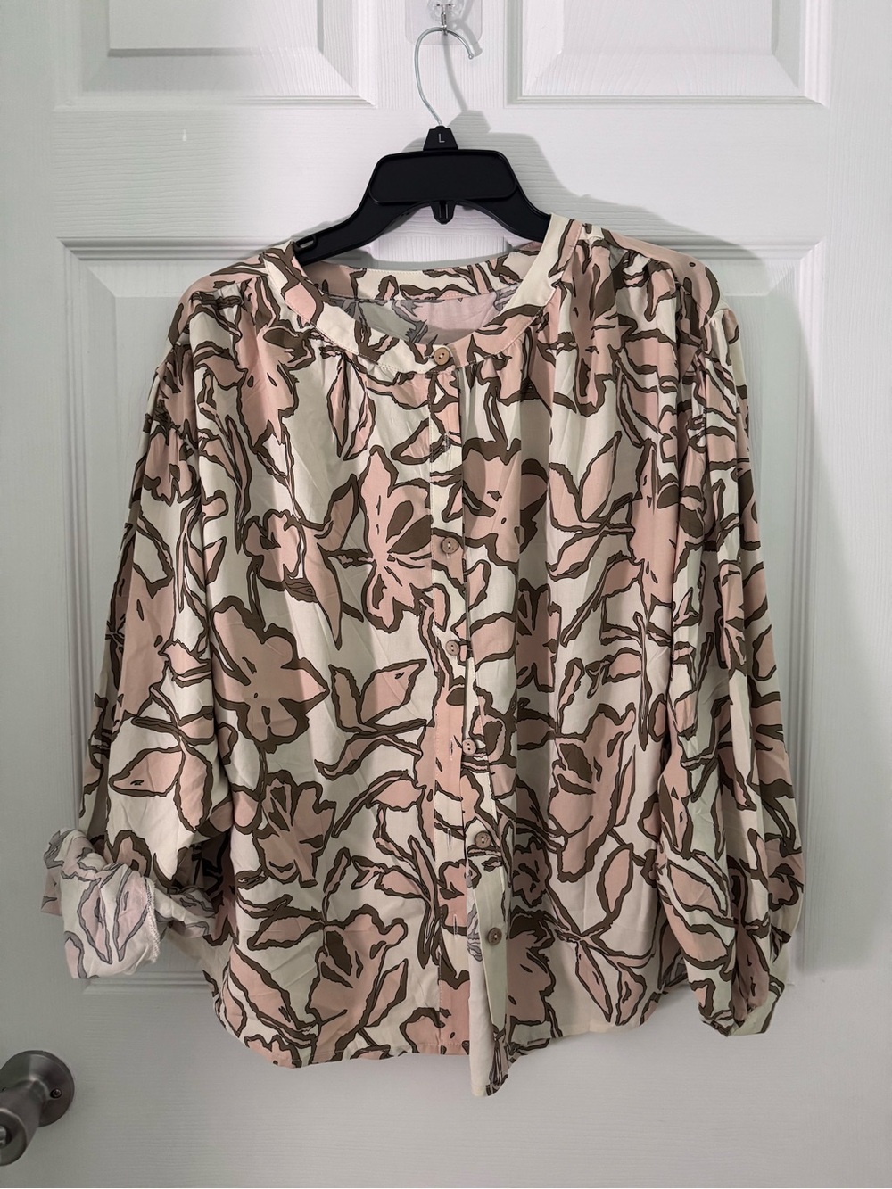 Amazon Essentials Floral Button-Front Shirt - Pink & Cream